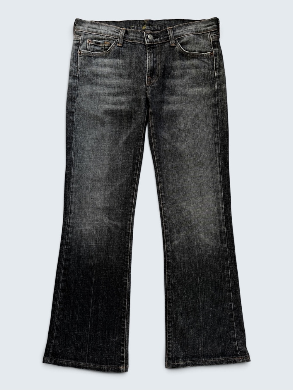 7 For All Mankind Vintage Low Rise Bootcut Jeans 28 Black Wash Y2K - Picture 3 of 16